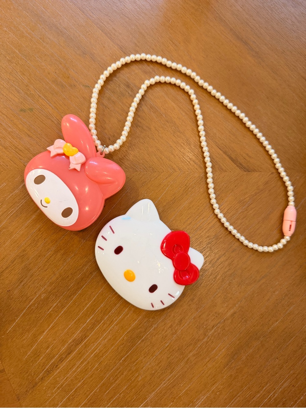 Sanrio Hello Kitty & My Melody Pendant Necklace - Pink, White, Red